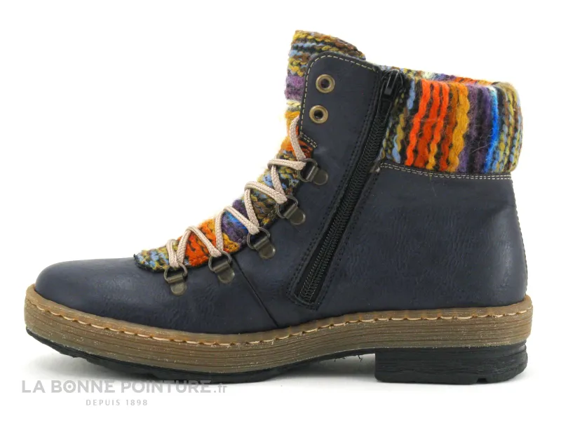 Achat chaussures Rieker Femme Chaussure montante, vente Rieker Z6744-14 - Bleu Orange Multi - Chaussure montante Femme