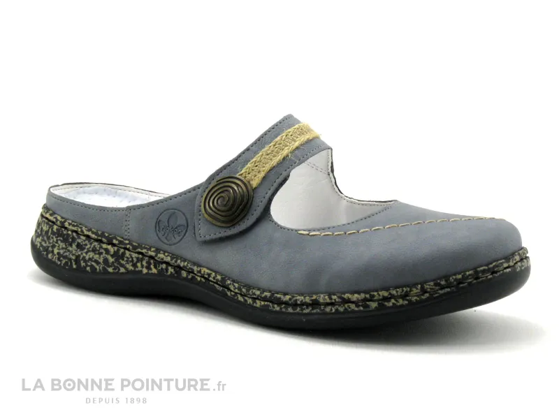 Achat chaussures Rieker Femme Sabot mode, vente Rieker 46391-14 Preston - Sabot Femme bleu jeans