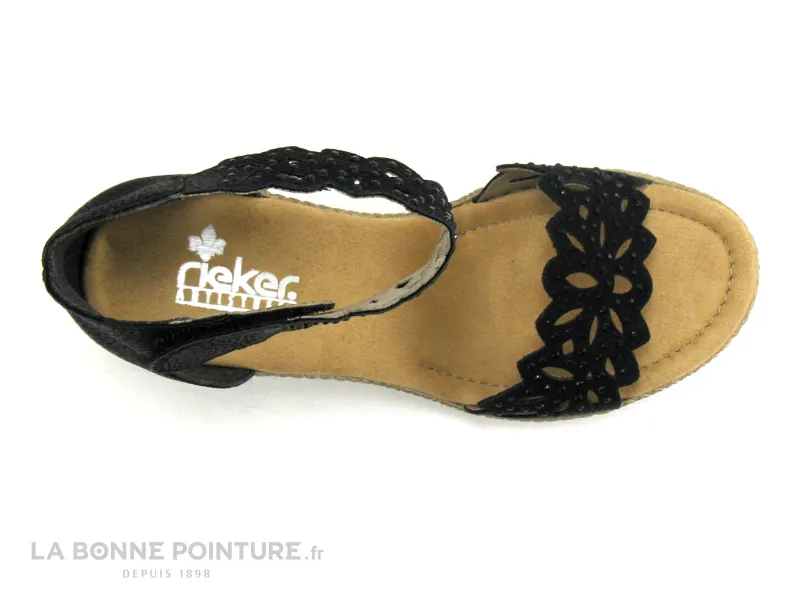 Achat chaussures Rieker Femme Sandale et Nu-pieds, vente Rieker 66555-01 Noir - Sandale Femme talon haut