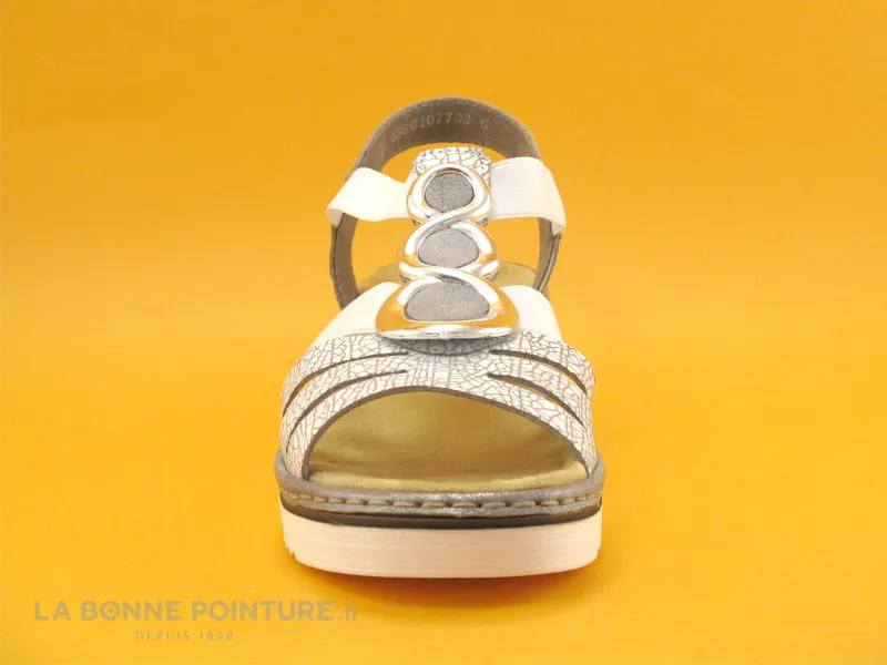 Achat chaussures Rieker Femme Sandale et Nu-pieds, vente Rieker 679L4-80 Blanc Gris - Cercles - Sandale Femme