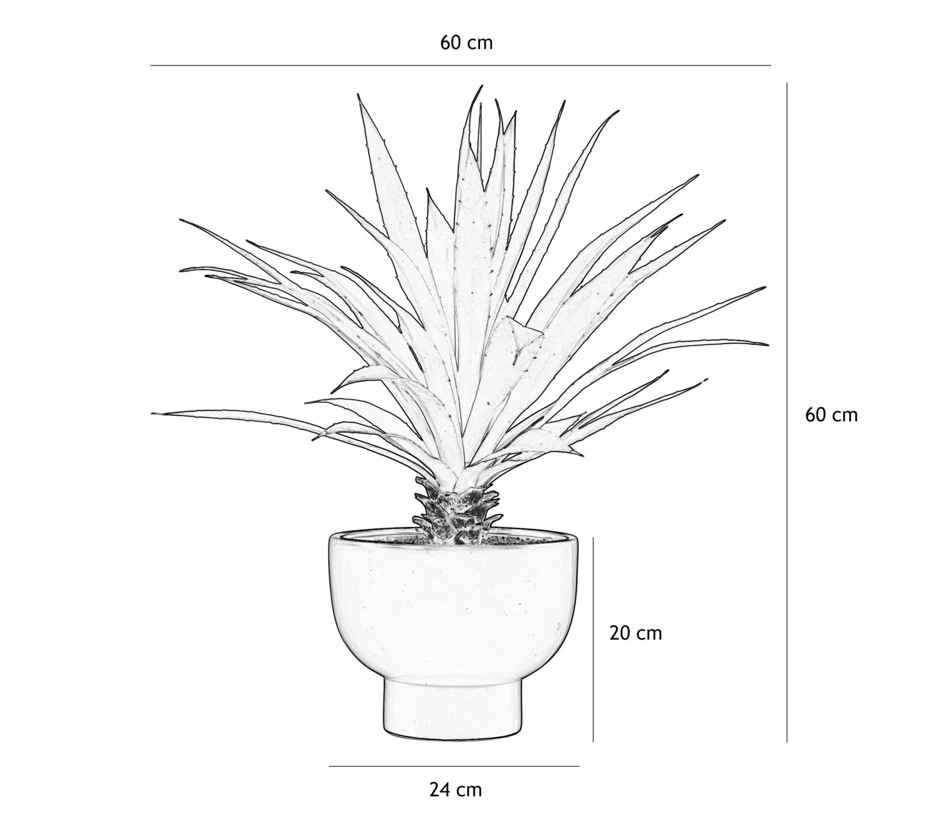 Agave Artificiel Pot Ceramique Bleu 60cm