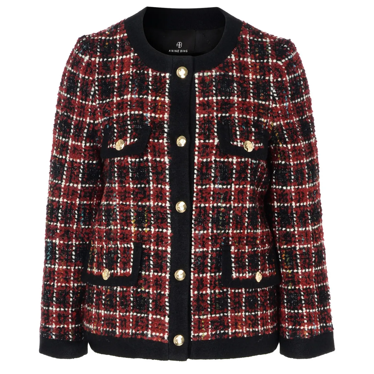 Anine Bing Veste Lydia rouge et fils multicolores