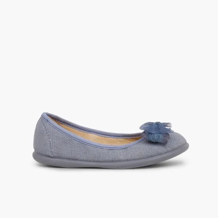 Ballerines pour Fille et Femme en toile avec ruban en tulle   