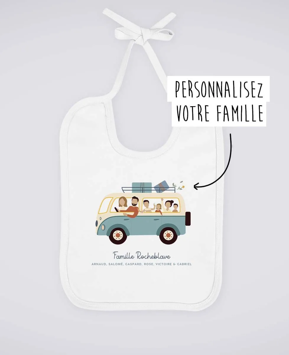 Bavoir Famille en voiture personnalisé