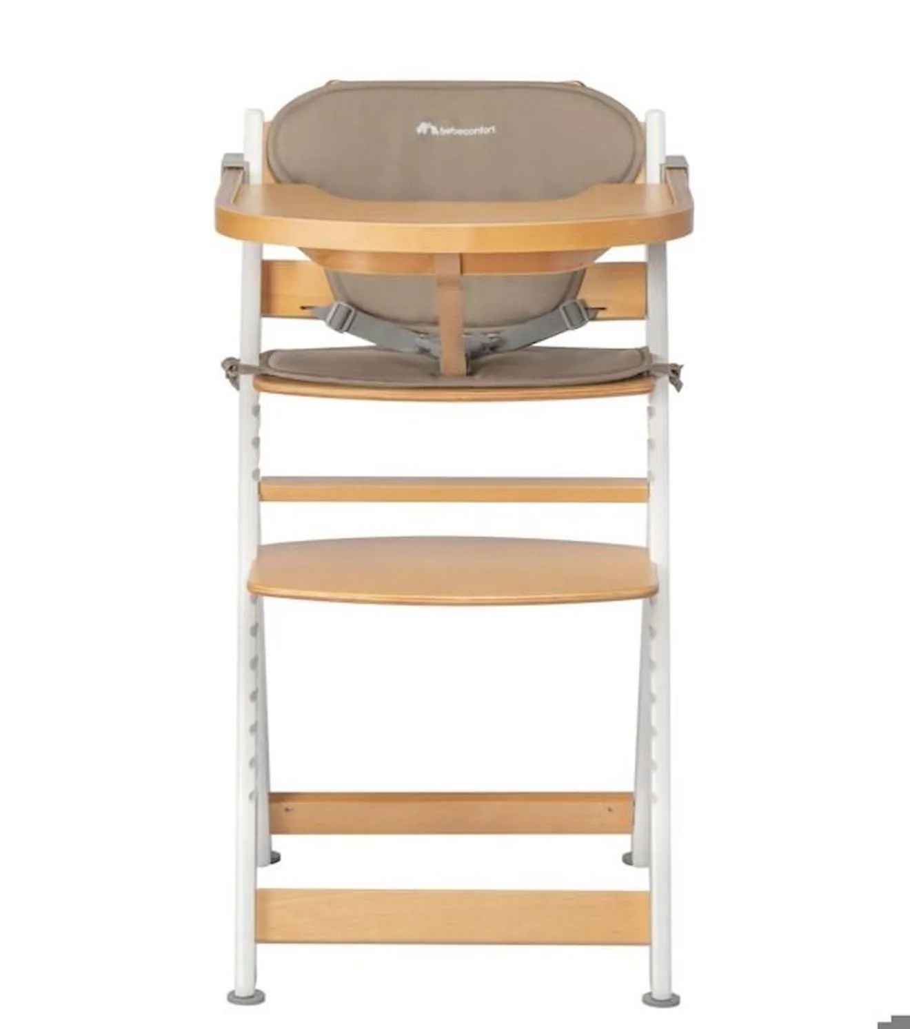 BEBECONFORT Timba + coussin, Chaise haute bébé, Chaise bois, De 6 mois à 10 ans (30kg), Light Wood Beige beige - Bébé Confort