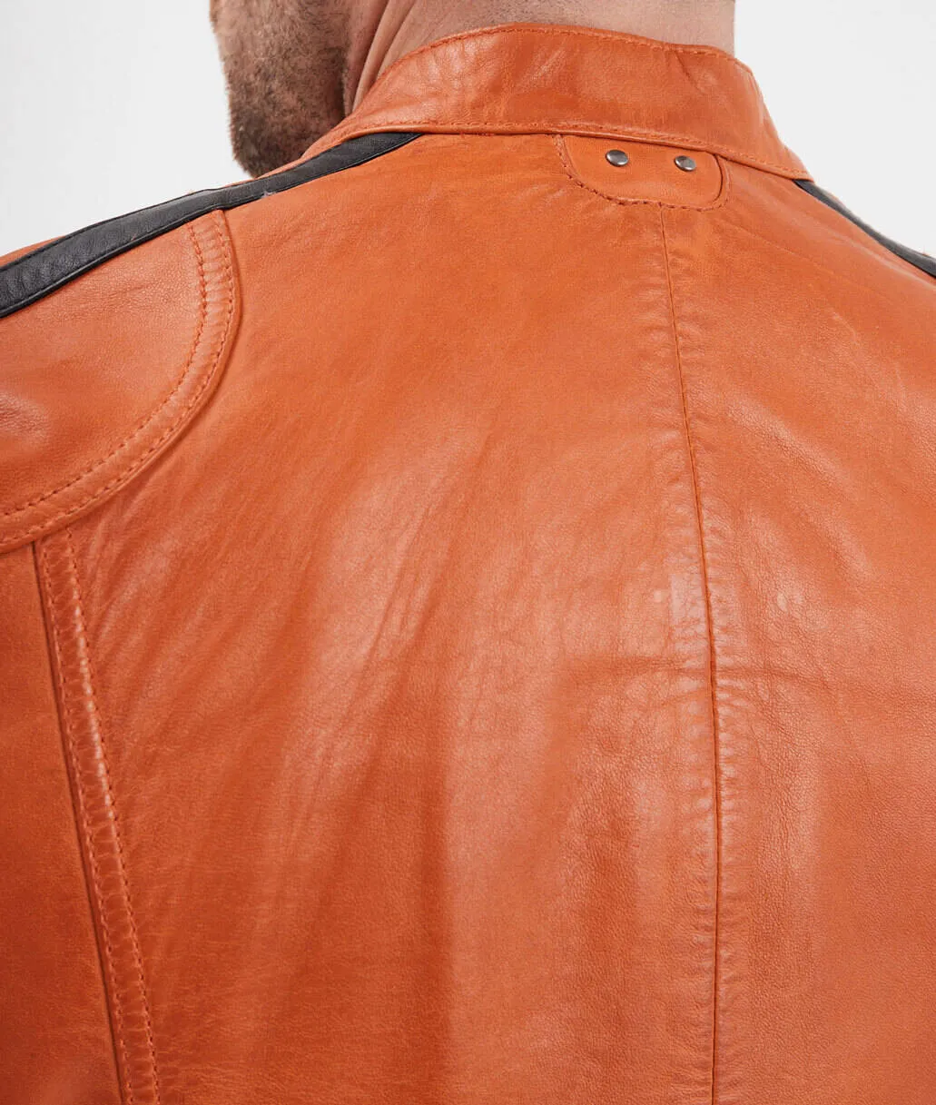 Blouson cuir homme orange daytona