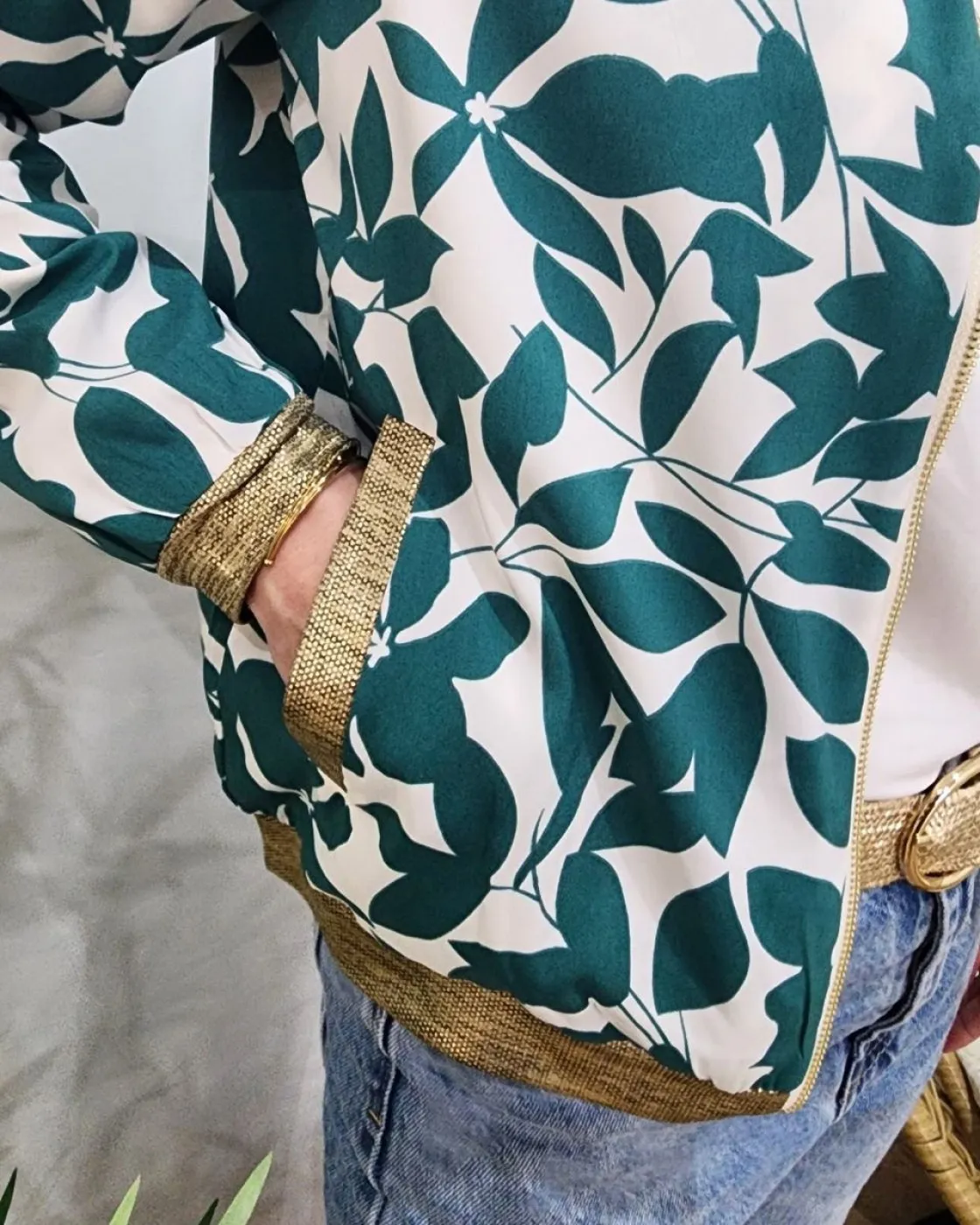 Bombers femme écru et vert Soizic