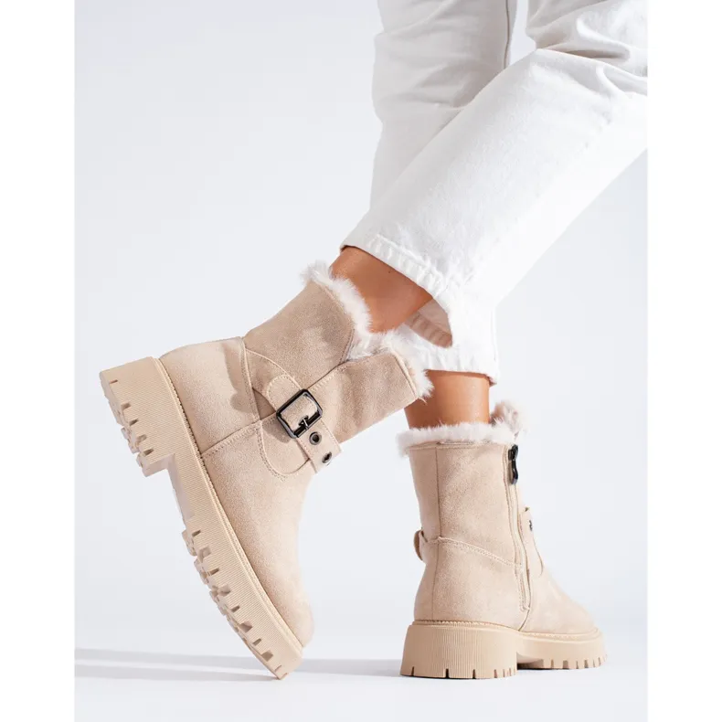 Bottines de neige beiges avec boucle Vinceza