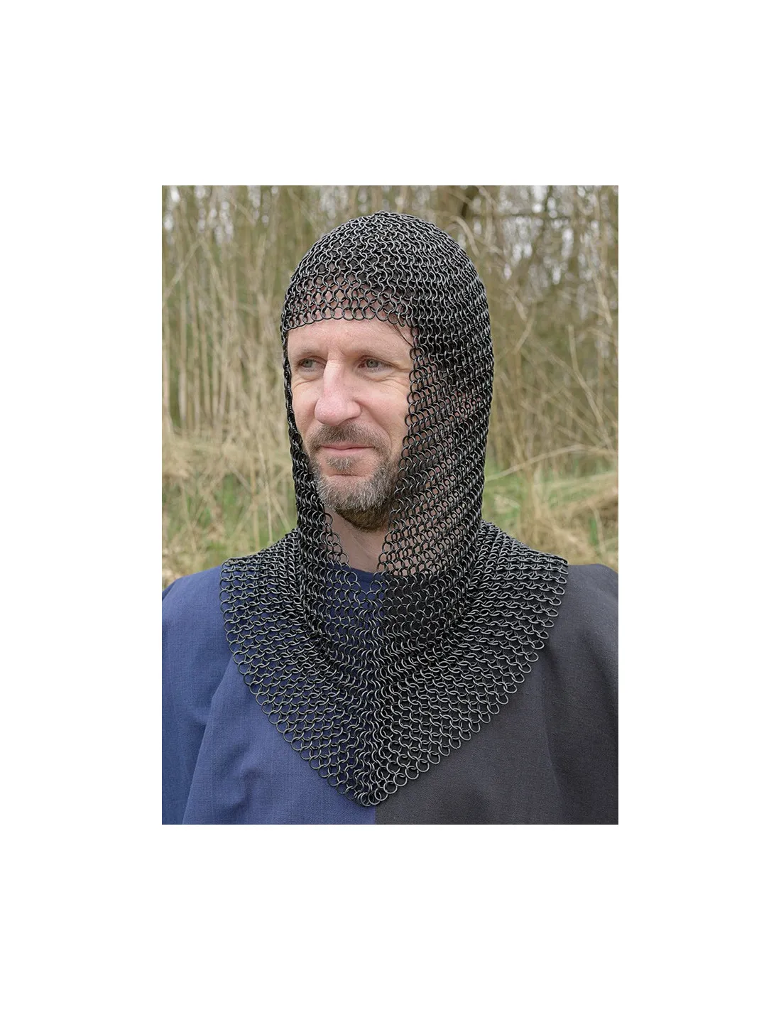 Bourreau en cotte de mailles noircie avec ouverture en V, 9 mm. ⚔️ Boutique