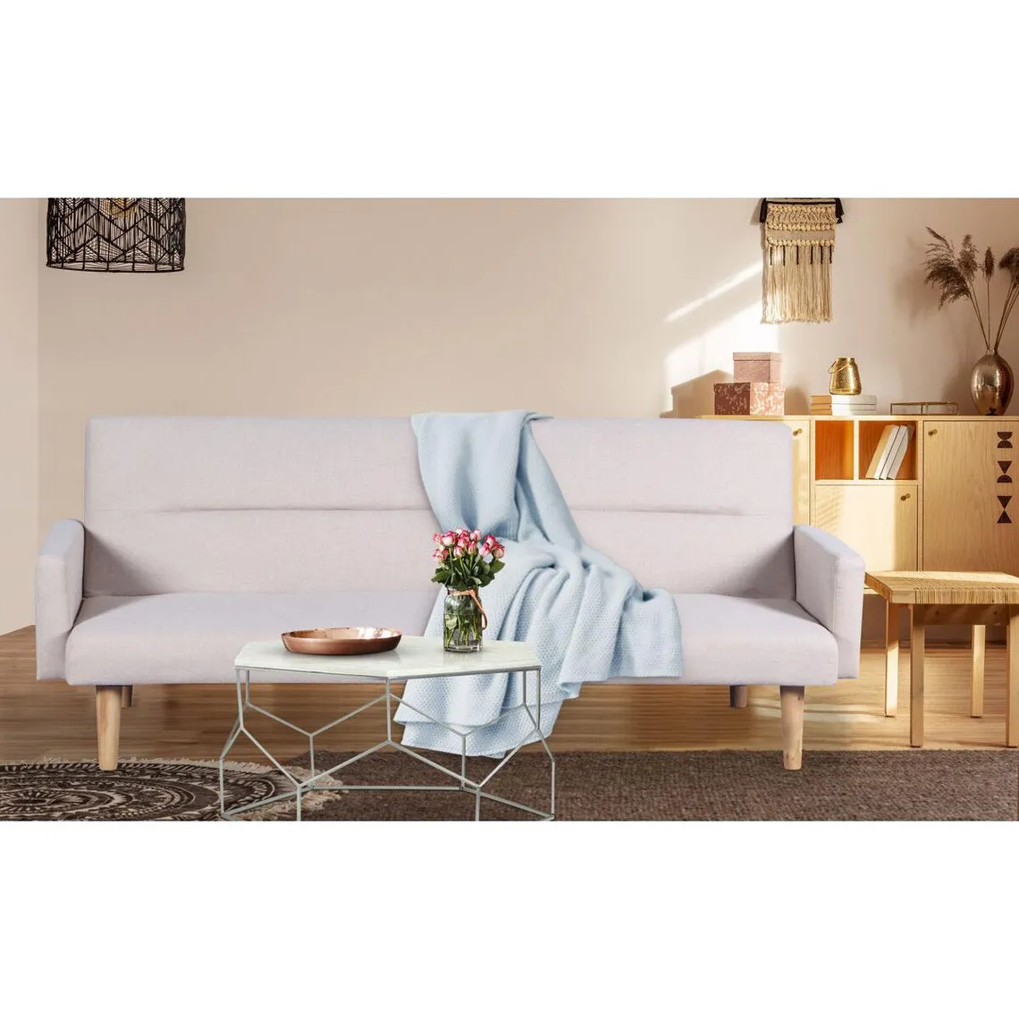 Canapé Convertible Clic-Clac BERTO 3 Places Tissu Beige | 3 Suisses
