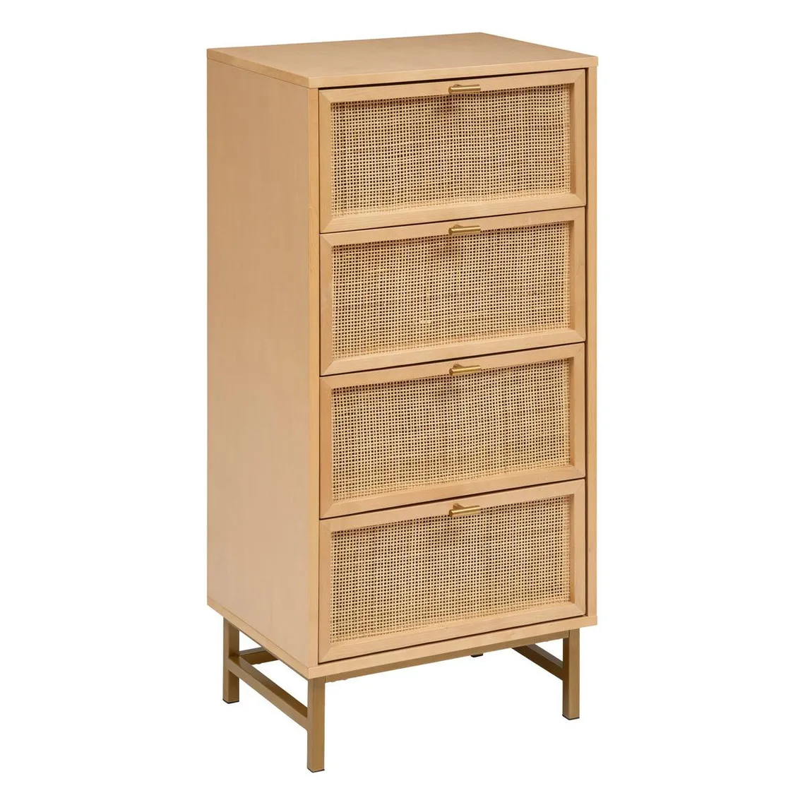 Chiffonier 4 tiroirs en métal et bouleau  Beige | 3 Suisses