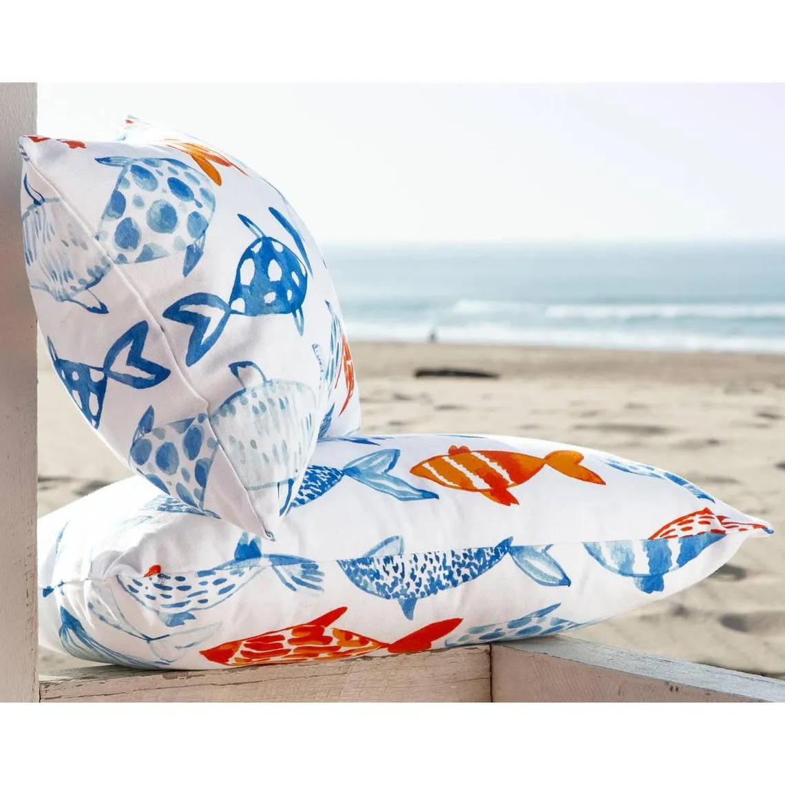 Coussin spécial extérieur  FISH blanc en coton | 3 Suisses