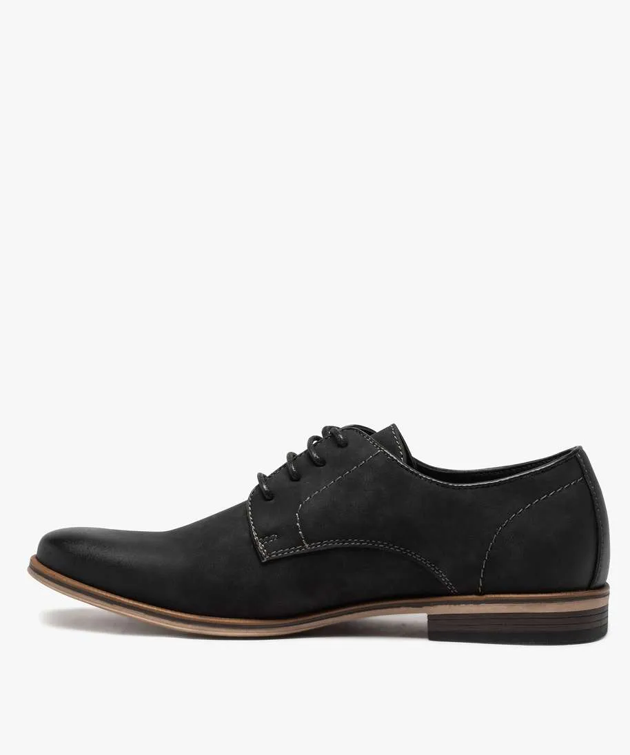 derbies homme unis en matiere mate bleu