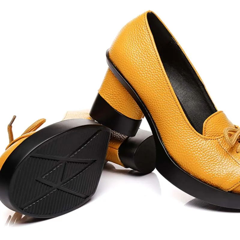 Escarpin Jaune Vintage Bout Rond