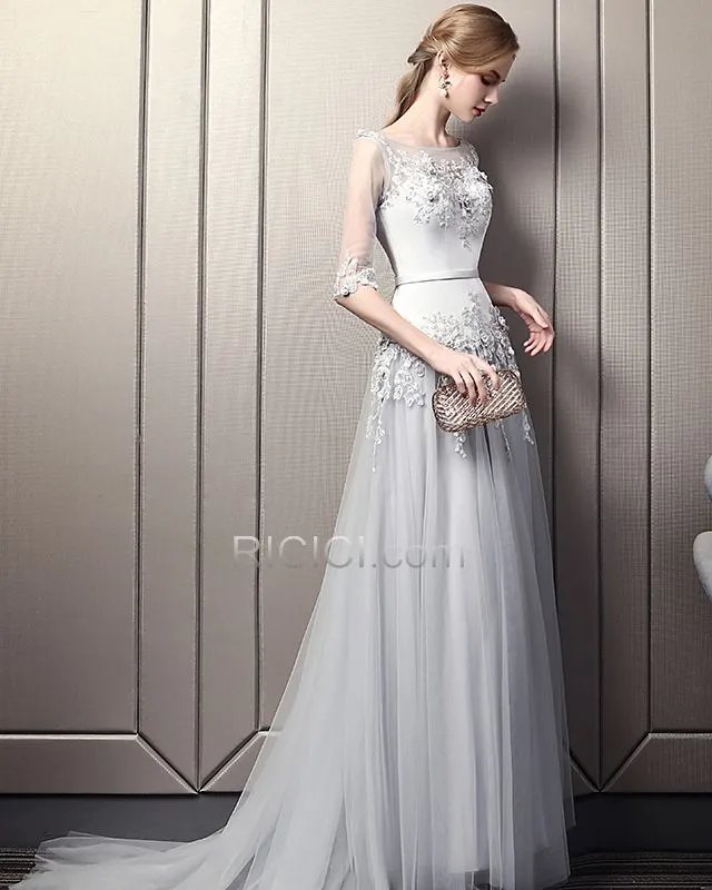 Grise Boheme Robe De Bal Longue Robe Soirée Dos Nu