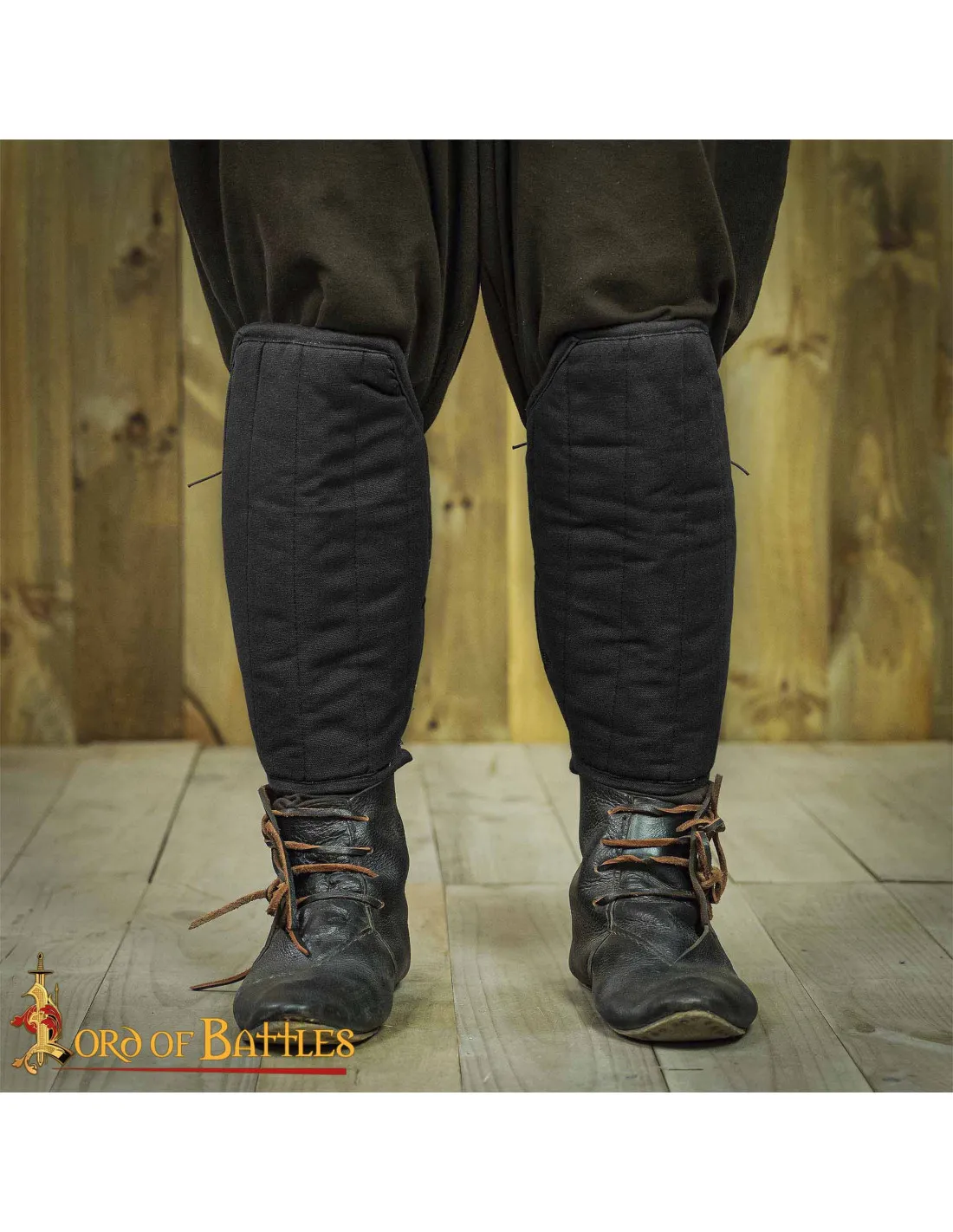 Grèves médiévales rembourrées, couleur noire ⚔️ Boutique Épées