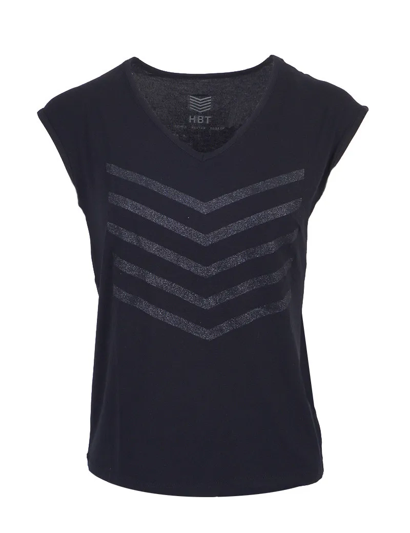 HBT - Basics Soft | Justine Top Modal Noir/Glitter Noir - Boutiques Seven's