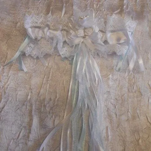 Jarretière mariée bleu et blanc