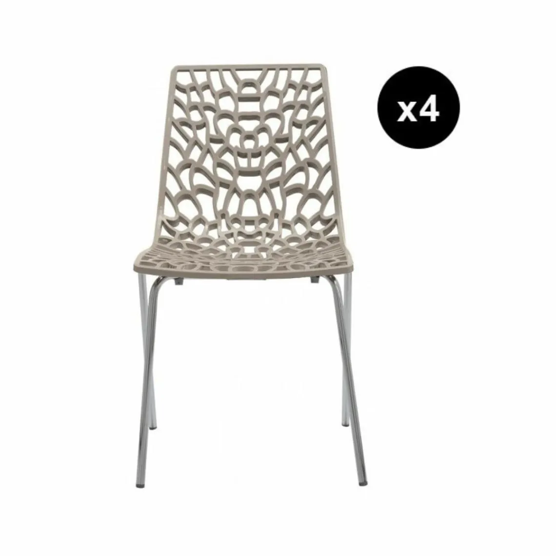 Lot De 4 Chaises Design Taupe Traviata | 3 Suisses