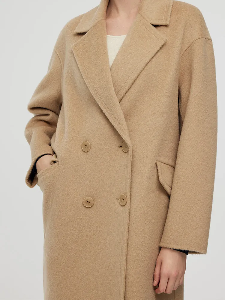 Manteau pour femmes en laine d'alpaga à col cranté