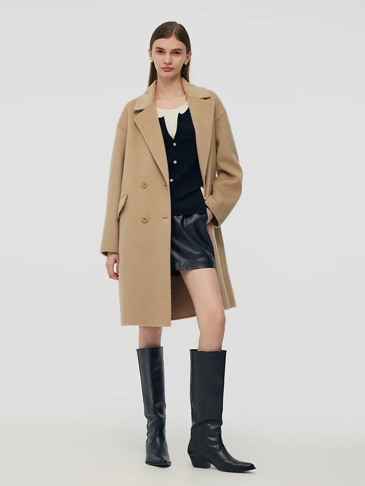 Manteau pour femmes en laine d'alpaga à col cranté