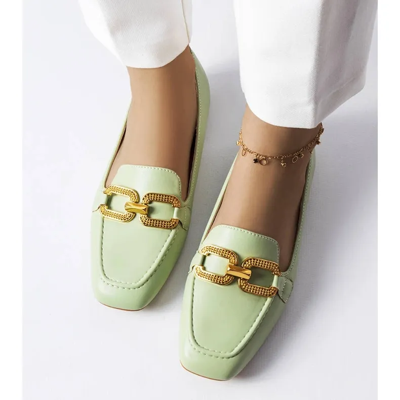 Mocassins boucle vert Rousseau