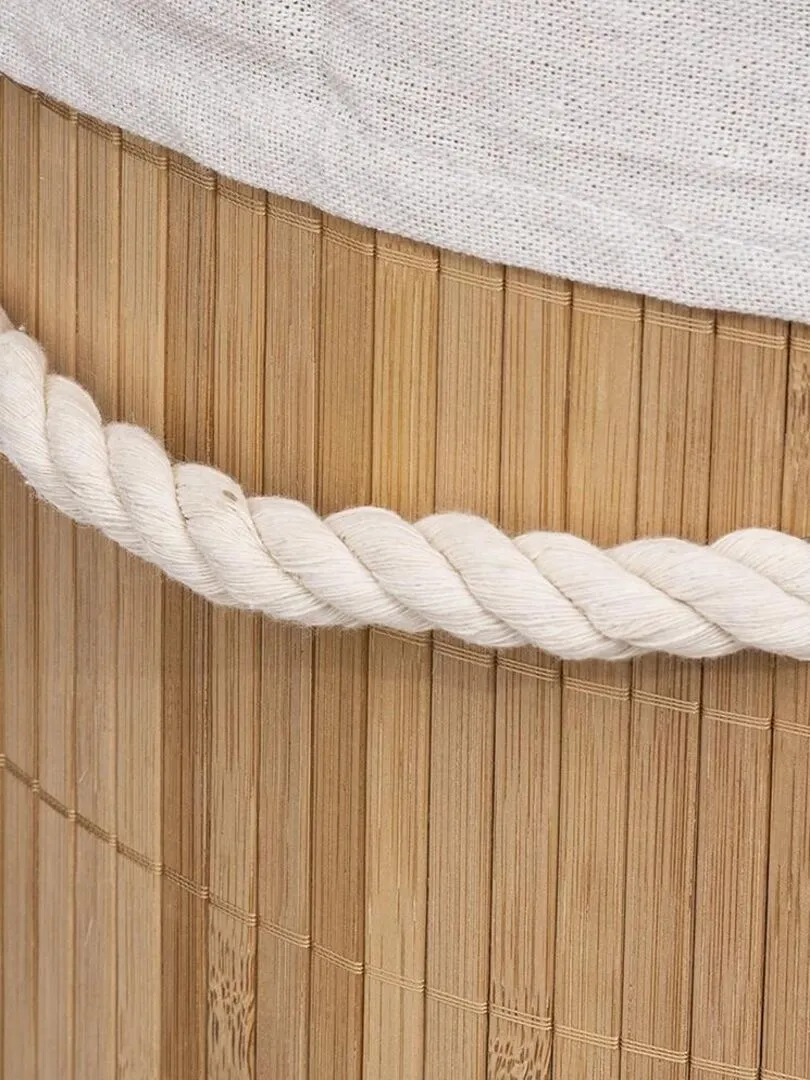 Panier à linge 48L rond bambou - Beige