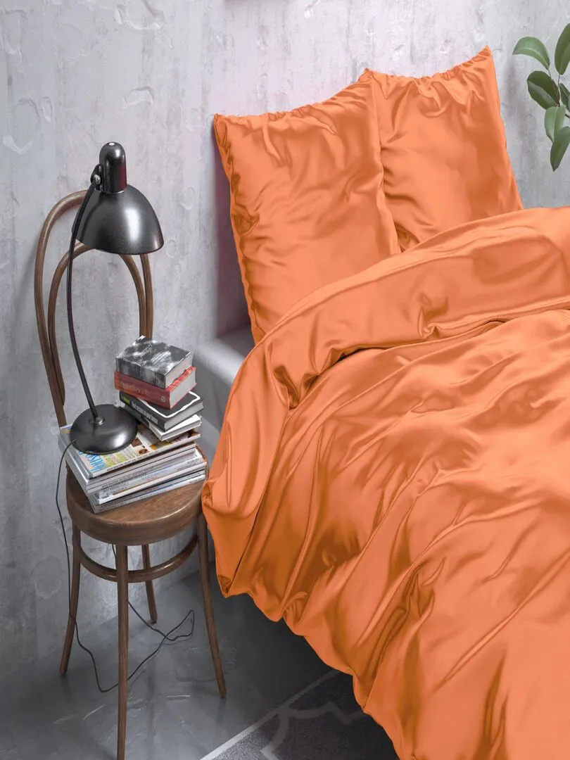 Parure de Lit Satin Orange - Orange
