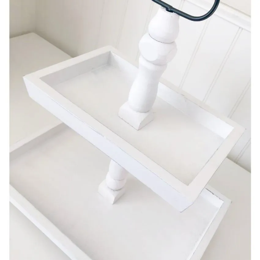Rangement Décoratif En Bois Blanc Rectangle