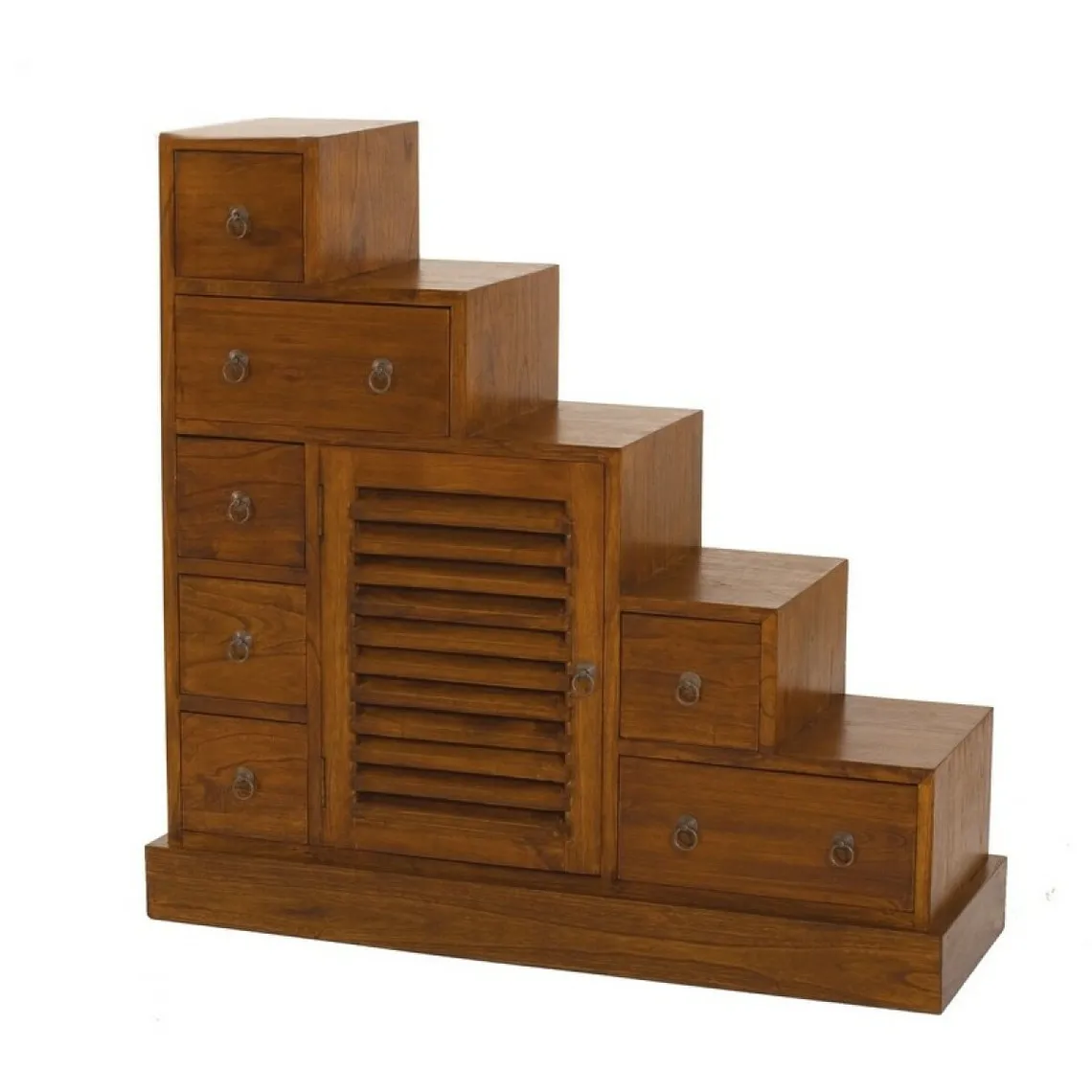 Rangement en Escalier 1 porte 7 tiroirs en bois mindi - Unique | 3 Suisses