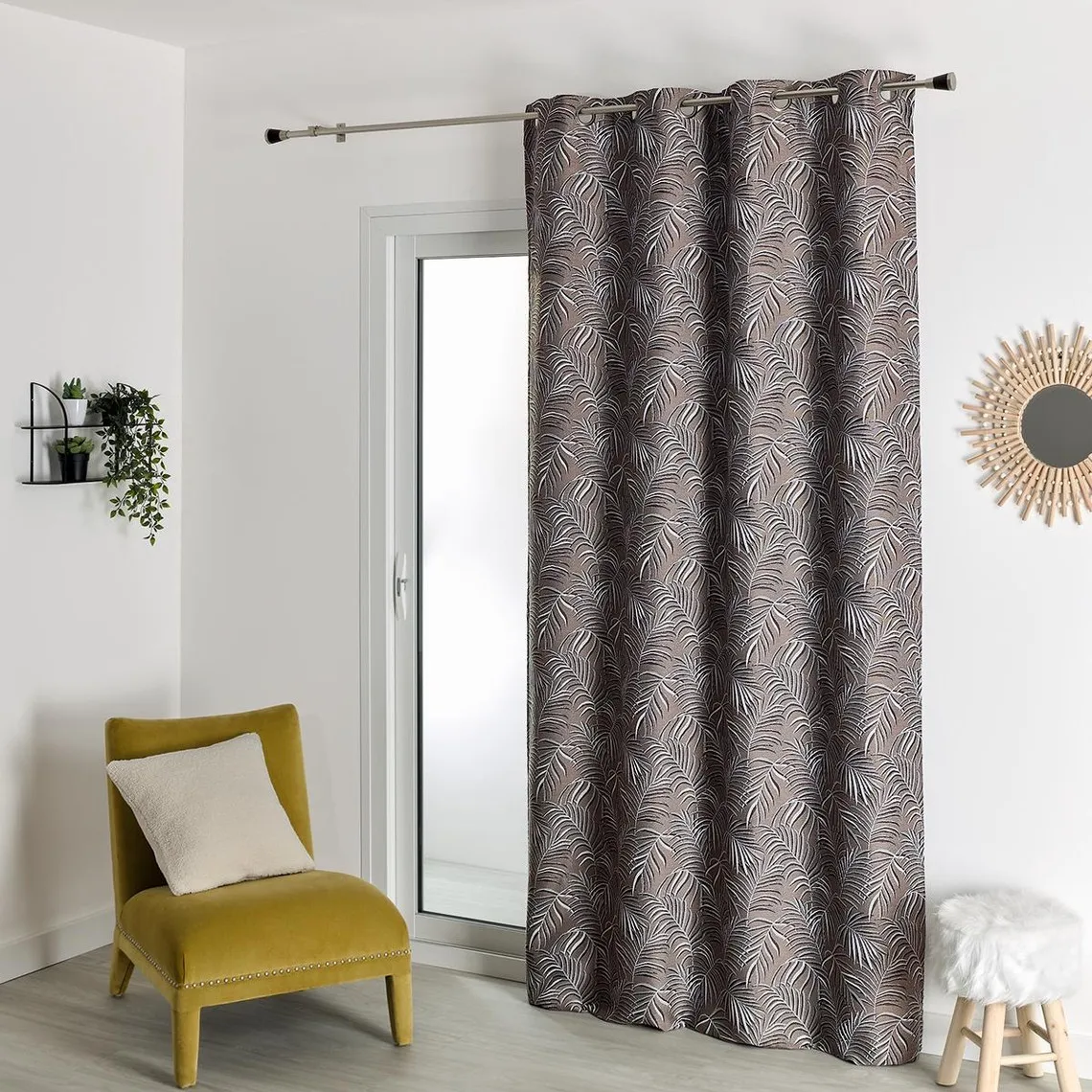 RIDEAU AMEUBLEMENT JACQUARD-TAUPE-140X260 | 3 Suisses