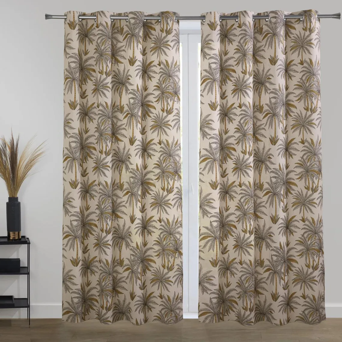 Rideau GOLDEN PALM en coton beige sable | 3 Suisses
