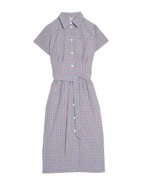 Robe chemise Ethel turquoise à carreaux