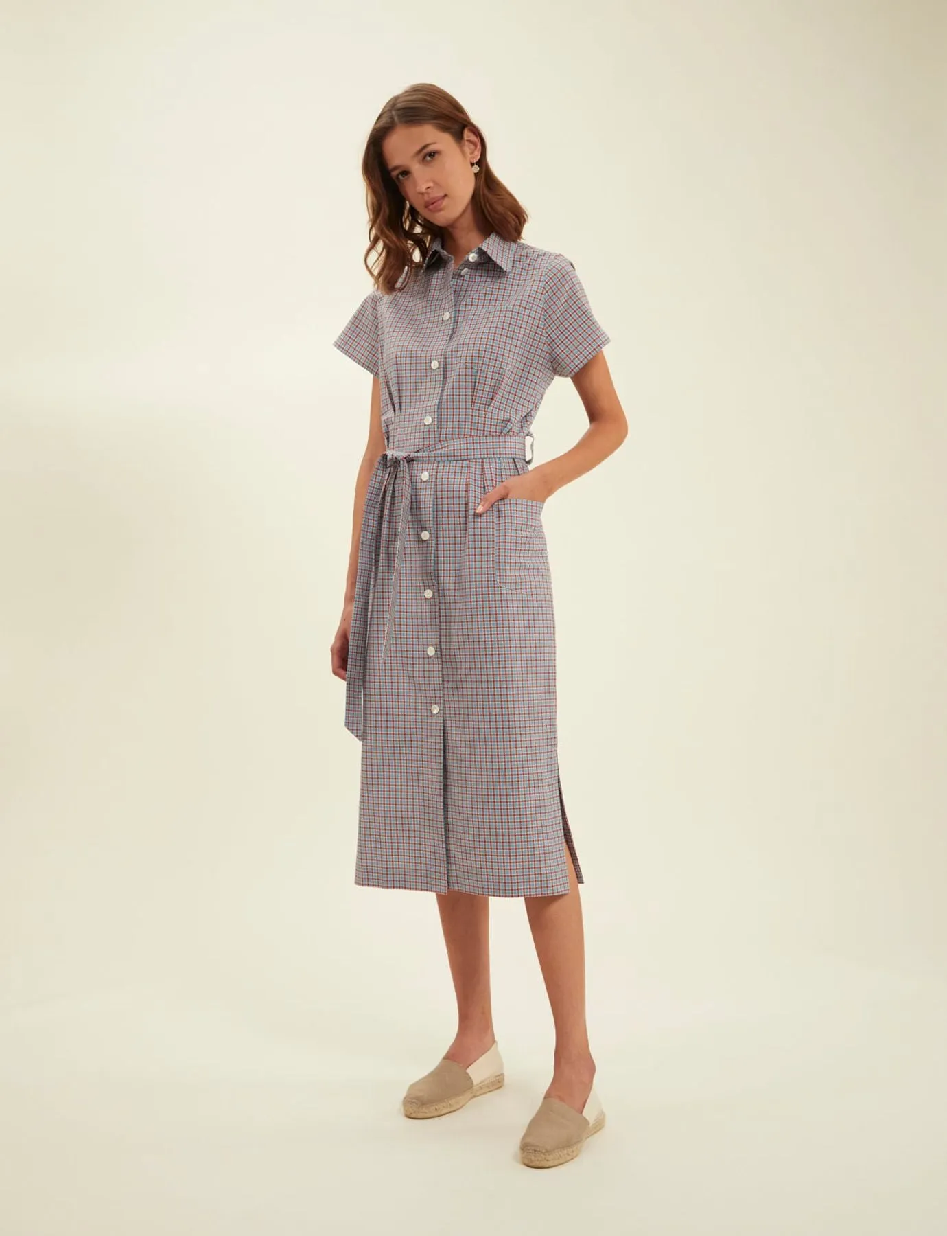 Robe chemise Ethel turquoise à carreaux