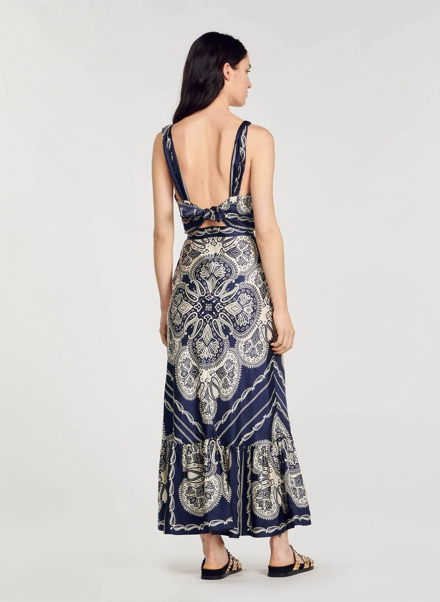 ROBE COL V IMPRIMé BANDANA - SANDRO pour FEMME | Printemps