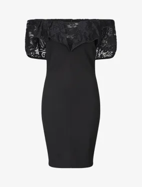 Robe col volanté noir - noir