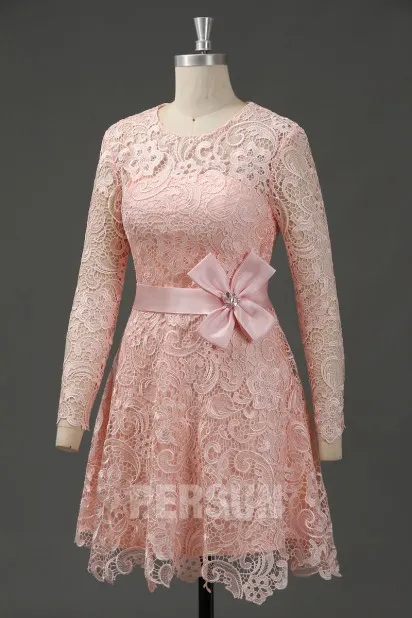 Robe de soirée champagne en dentelle guipure pour mariage avec manche