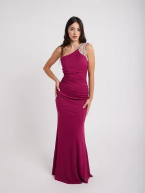 Robe de soirée longue asymétrique