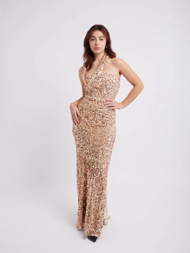Robe de soirée longue à sequins