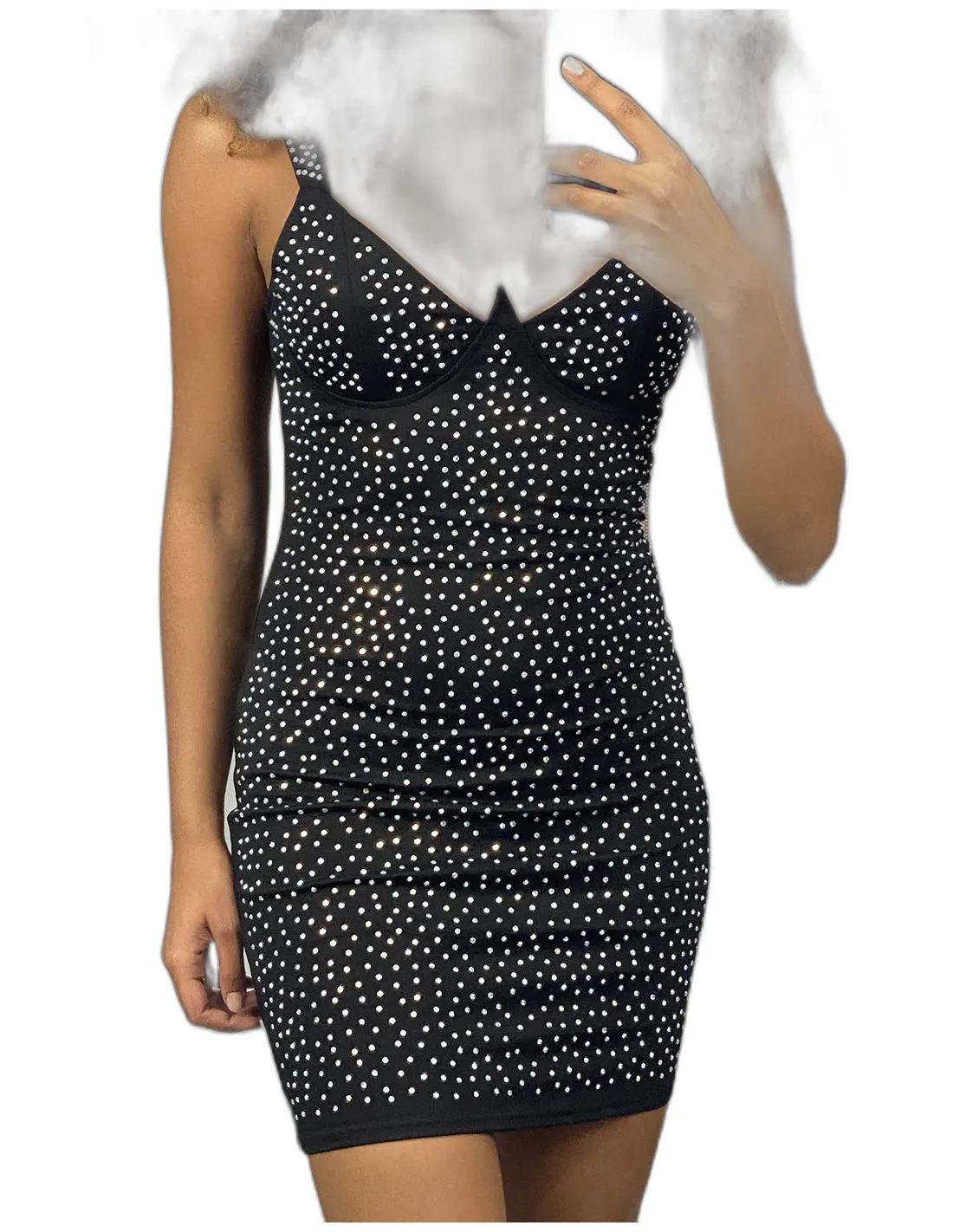 Robe de soirée noir ornée de strass