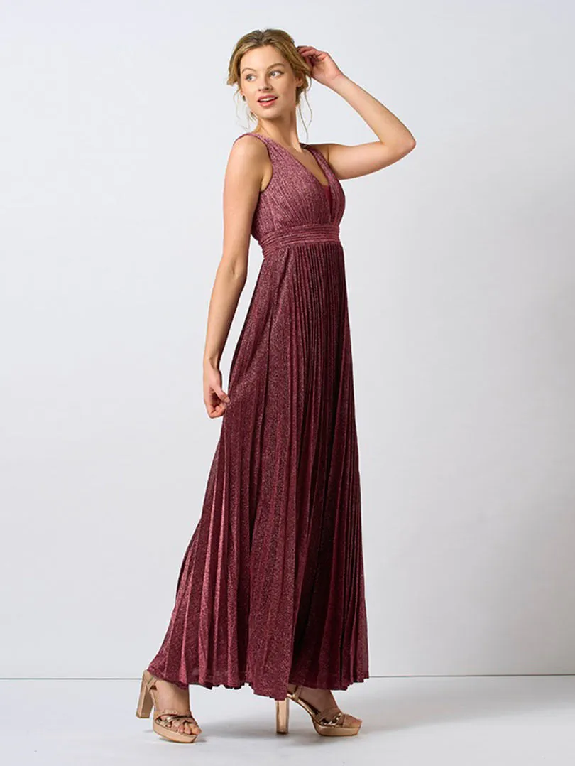 Robe de soirée plissée avec ouverture dans le dos