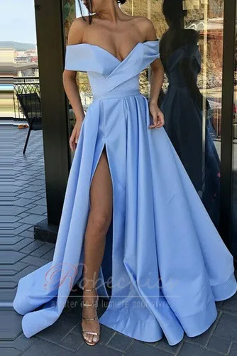 Robe de Soirée Sans Manches Longue A-ligne Naturel taille Ouverture Frontale