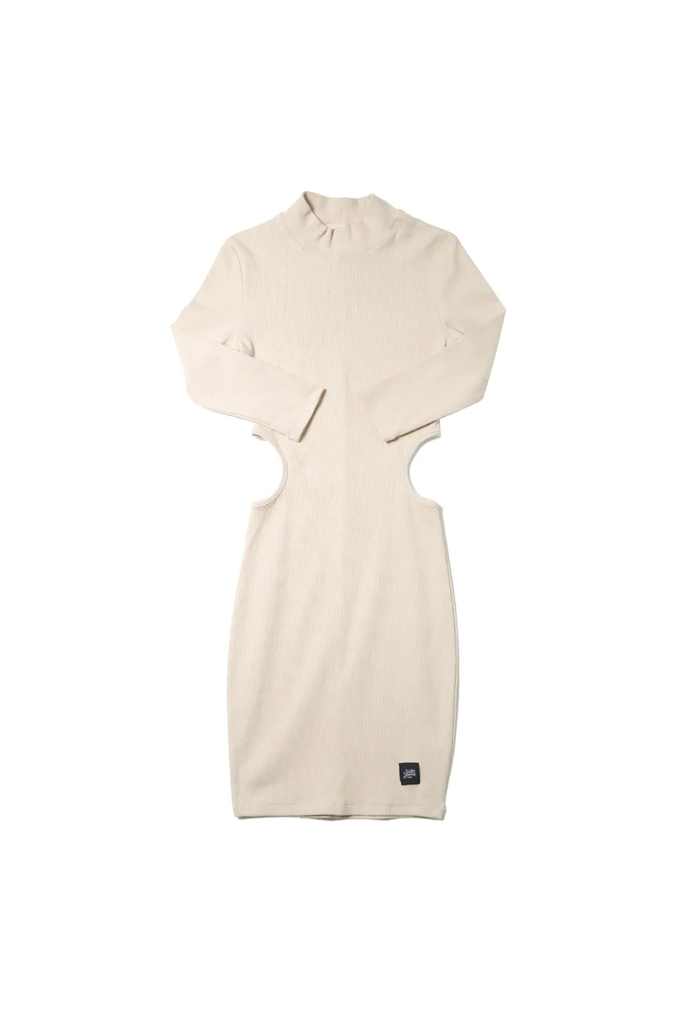 Robe découpes côtes Femme moulante beige W2364KDR
