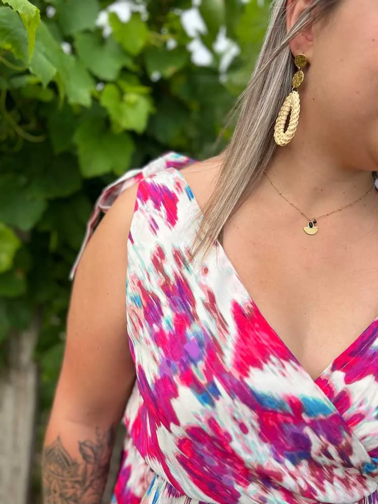 Robe longue fuchsia et bleu THELMA - Prêt à porter femme Cléstyle Couleur Rose XXS à 6XL XXL