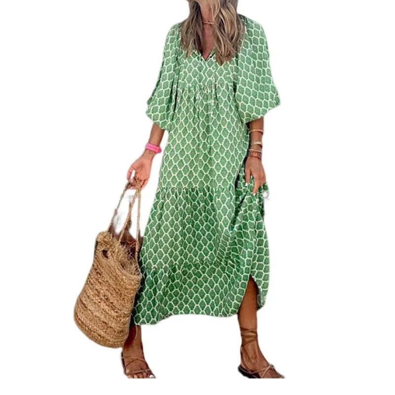 Robe Longue Hippie Chic Verte