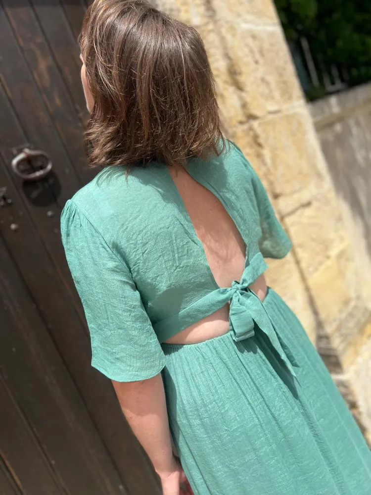 Robe longue vert sauge KAMILE - Prêt à porter femme Cléstyle XXS à 6XL S Couleur VERT