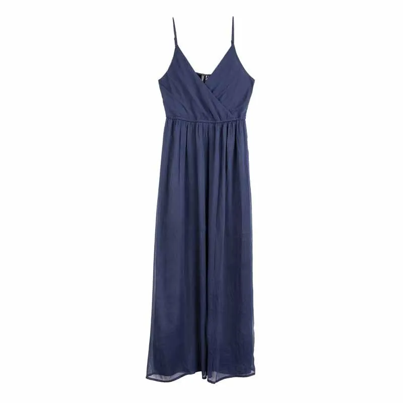 Robe longue à bretelles bleue nuit Femme VERO MODA à prix dégriffé ! 