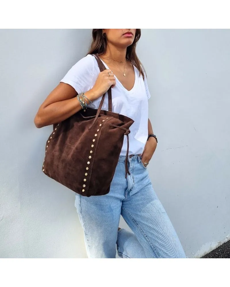 Sac cabas daim choco| Made in Italy | Zosha Collection