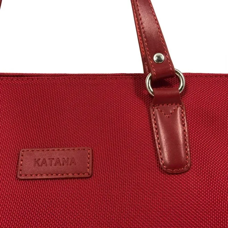 Sac porté épaule nylon et cuir KATANA rouge | Planetebag.com