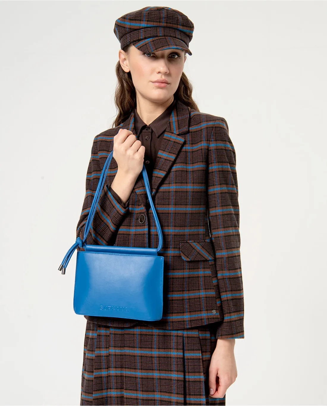 Sac à bandoulière en cuir végétalien Bleu